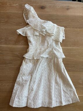 Lilly Pulitzer White Eyelet One-Shoulder Ruffle Dress | Size 00 | NWT